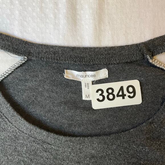 Maurices Women T-shirt size M Long Sleeve Screw Neck Game Day All Day Gray & Red - Picture 4 of 7